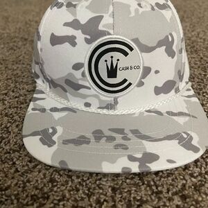 Cash & Co baby white camo, baby ball cap. Never worn. Excellent condition